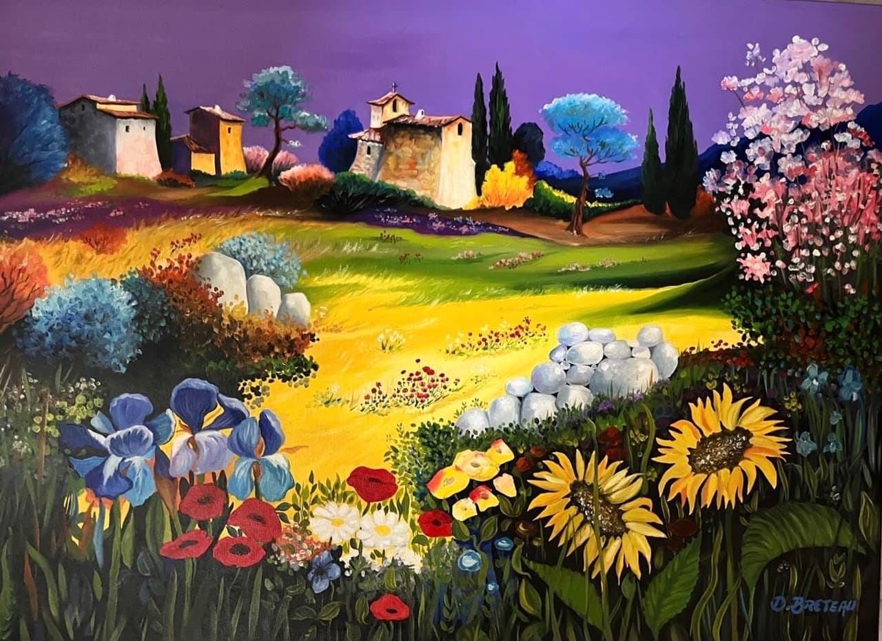 Le Village au Ciel Mauve, 2012 — Huile sur toile