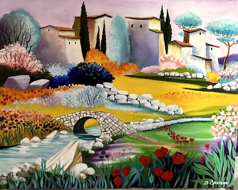 Le Village au Vieux Pont, 2013 — Huile sur toile